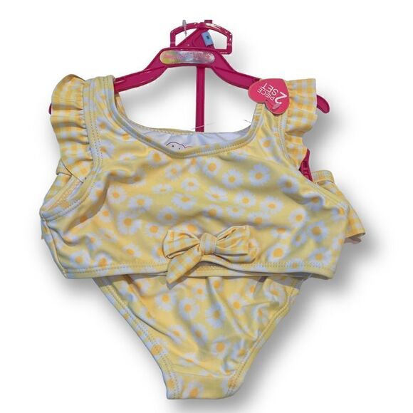 Bmagical by Btween Girls Floral Ruffle Two Piece Bikini With Sunhat Size 6 NWT - Picture 2 of 5